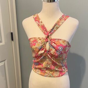 Sienna Sky Floral Pink and Orange Crop Top